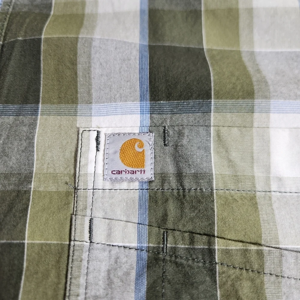 Carhartt Men's XL Green Plaid Short Sleeve Shirt Relaxed Fit